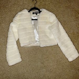bebe white faux fur jacket